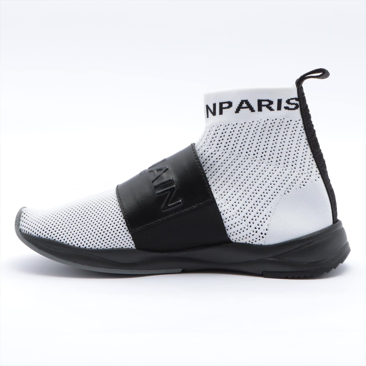 Balmain Knit High-top Sneakers 41 Men's Black × White Logo Socks