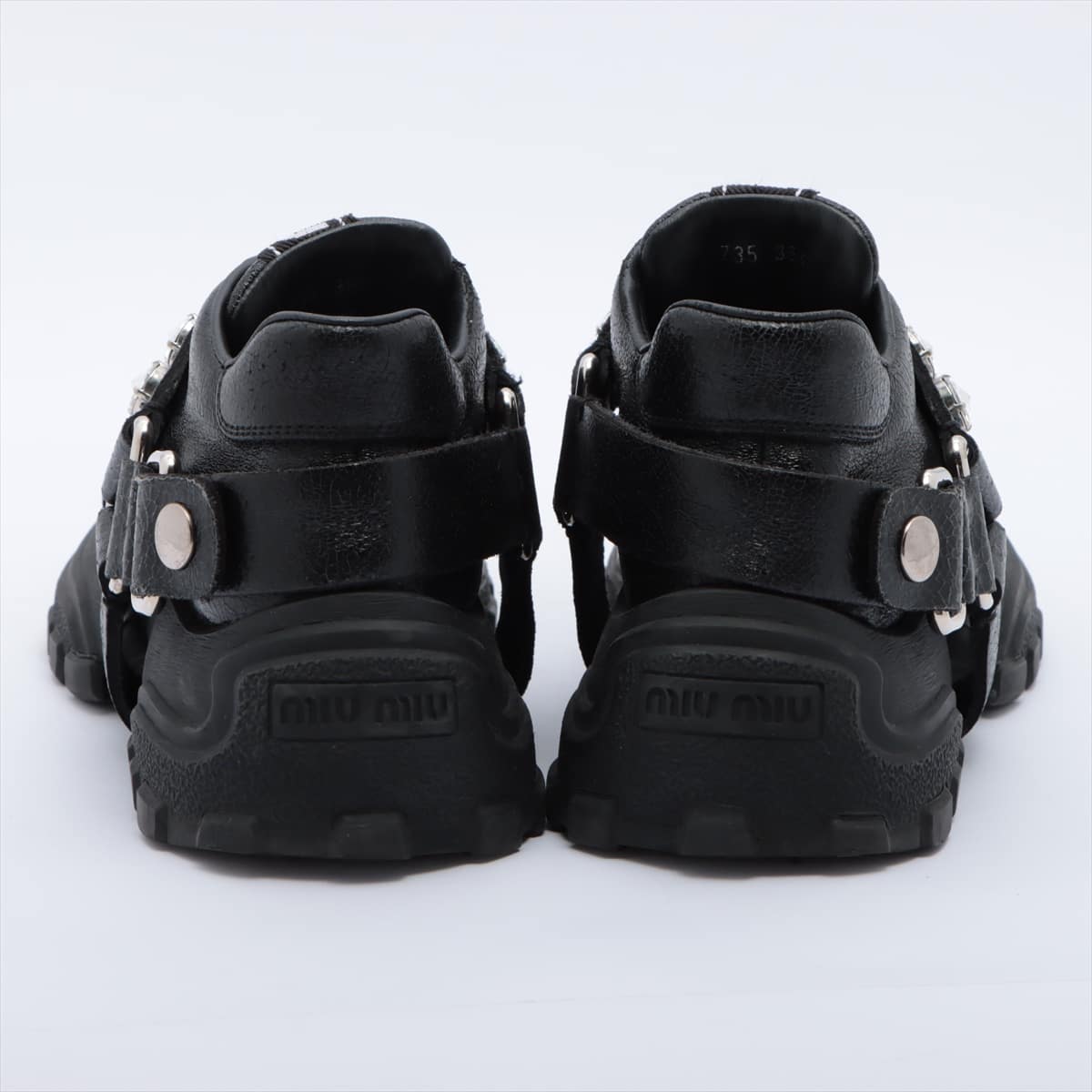 Miu Miu Leather Sneakers 36.5 Ladies' Black Bijou