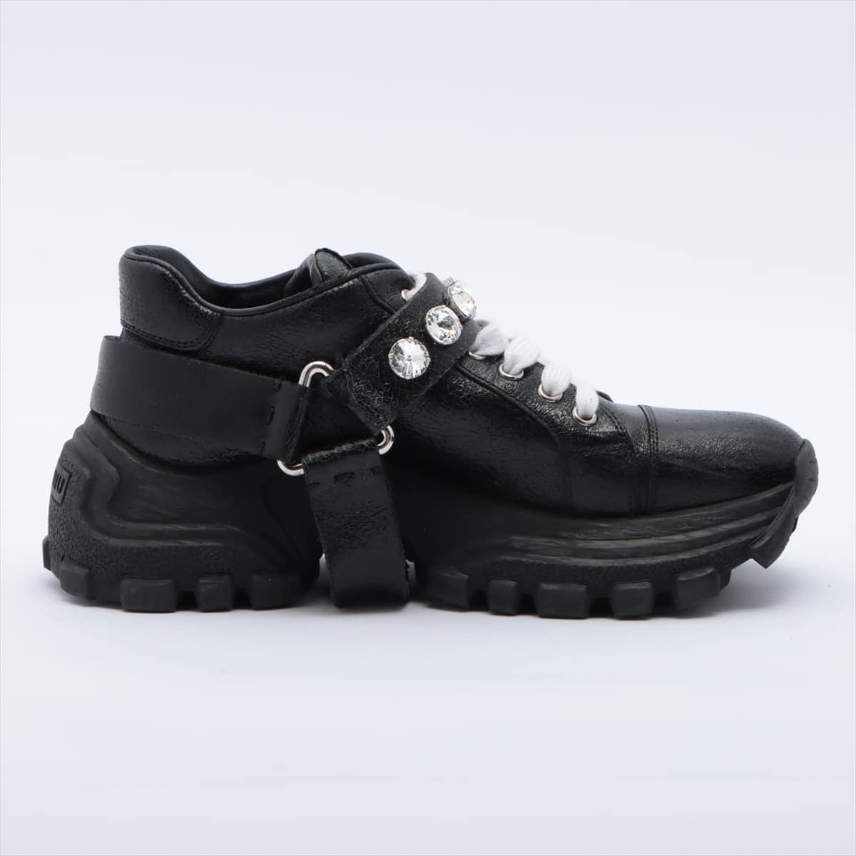 Miu Miu Leather Sneakers 36.5 Ladies' Black Bijou