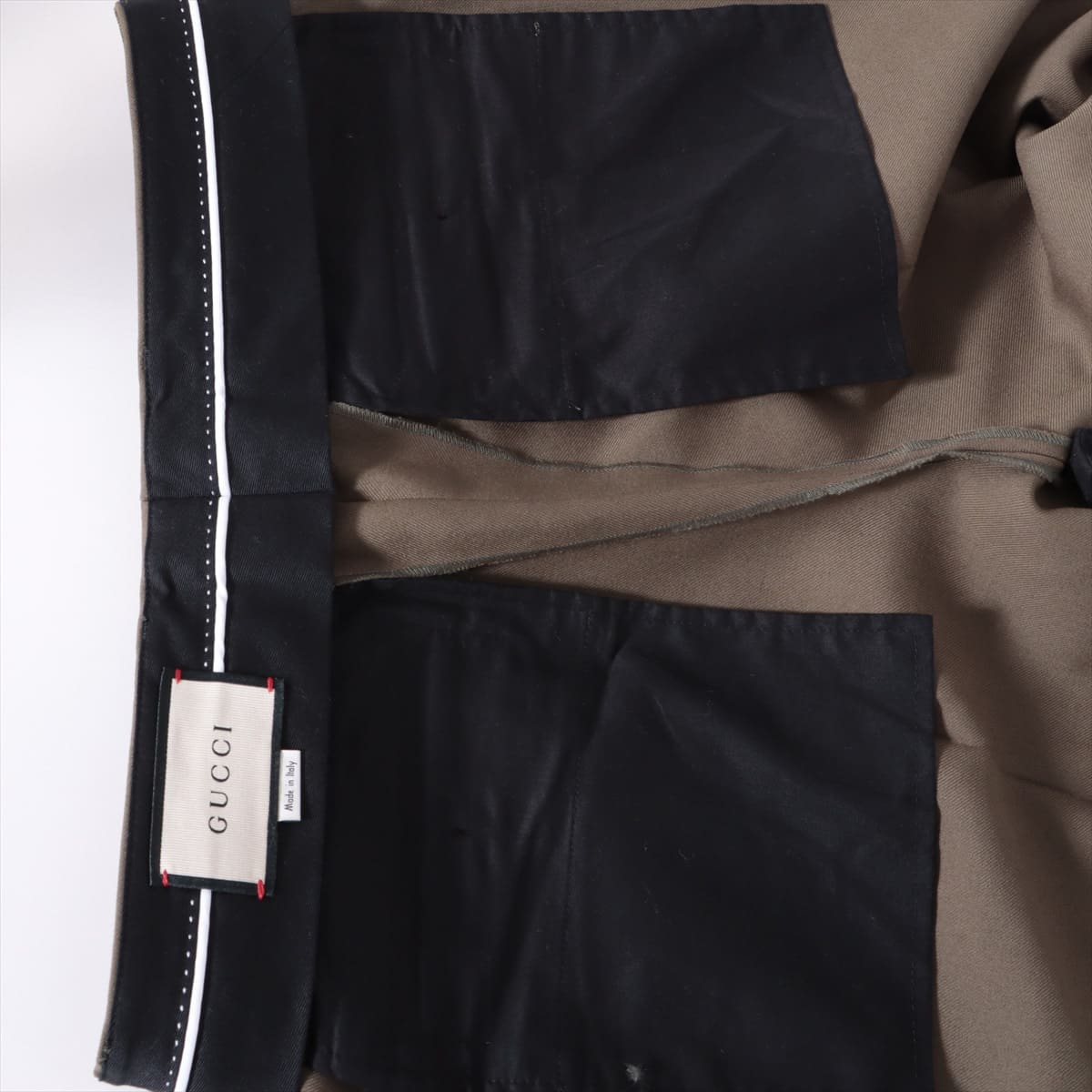 Gucci Wool & polyester Slacks 46 Men's Khaki  623116 logo patch
