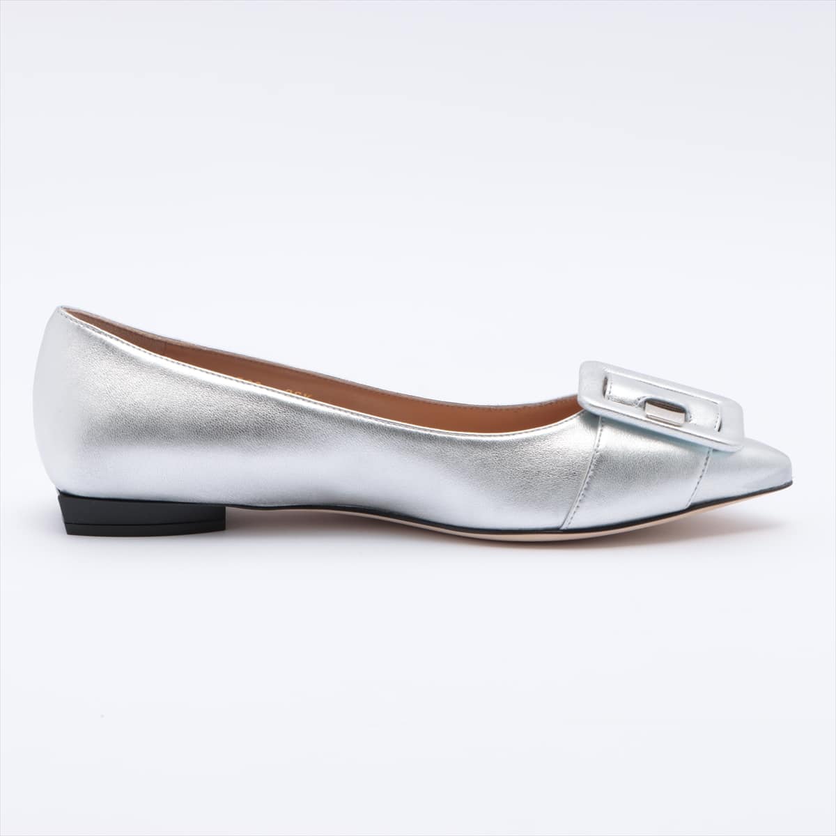 Sergio Rossi Leather Flat Pumps 36.5 Ladies' Silver