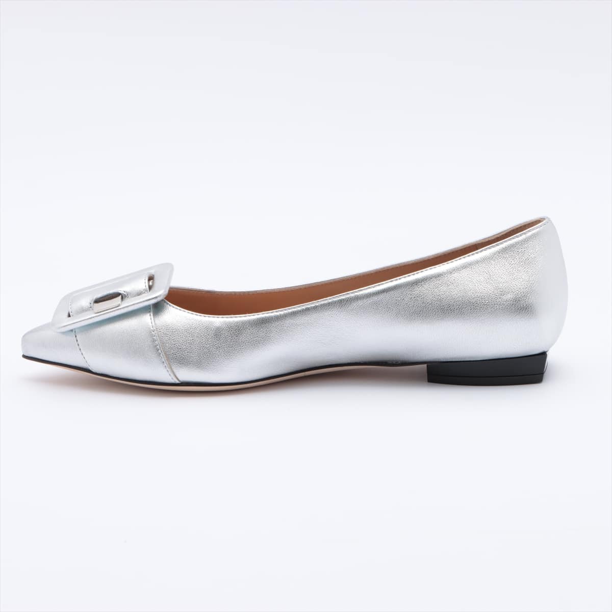 Sergio Rossi Leather Flat Pumps 36.5 Ladies' Silver