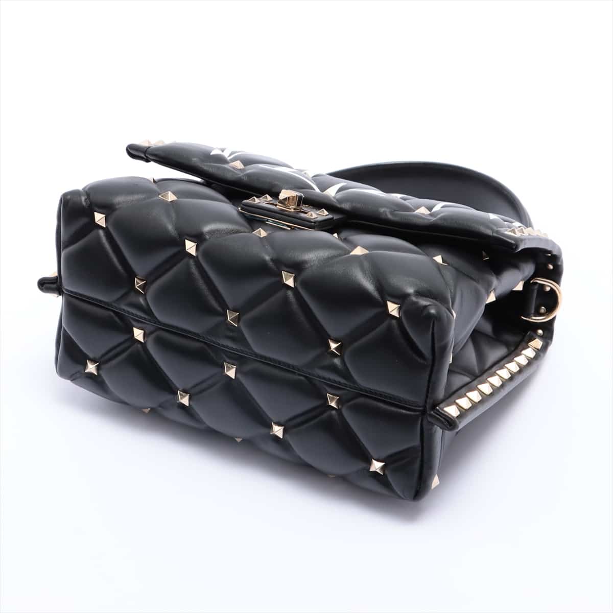 Valentino Garavani VLTN Candy leather x studs 2way handbag Black With replacement studs
