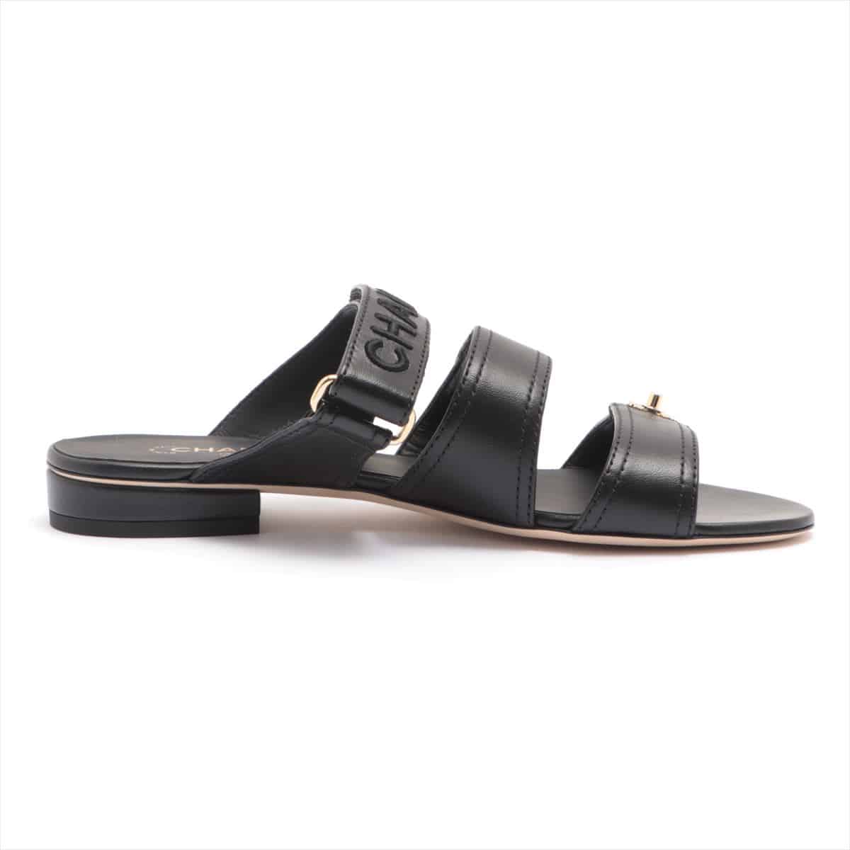Chanel Coco Mark 21SS Leather Sandals 36C Ladies' Black