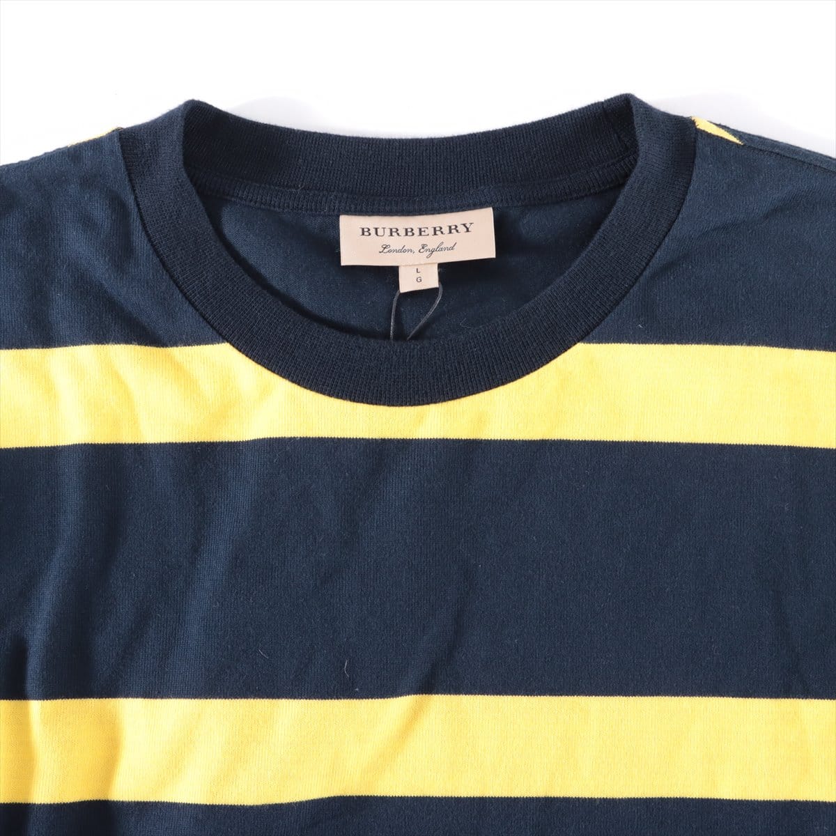 Burberry Cotton T-shirt L Men's Yellow x navy  8003062 Embroidery