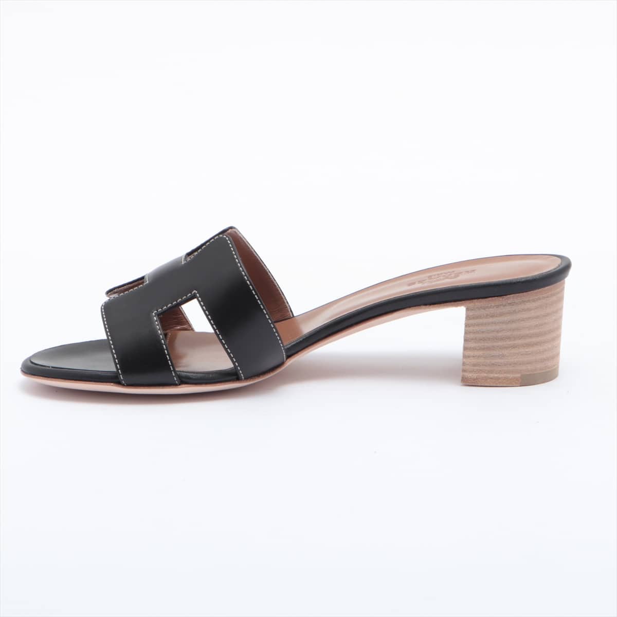 Hermès Leather Sandals 36 1/2 Ladies' Black OASIS
