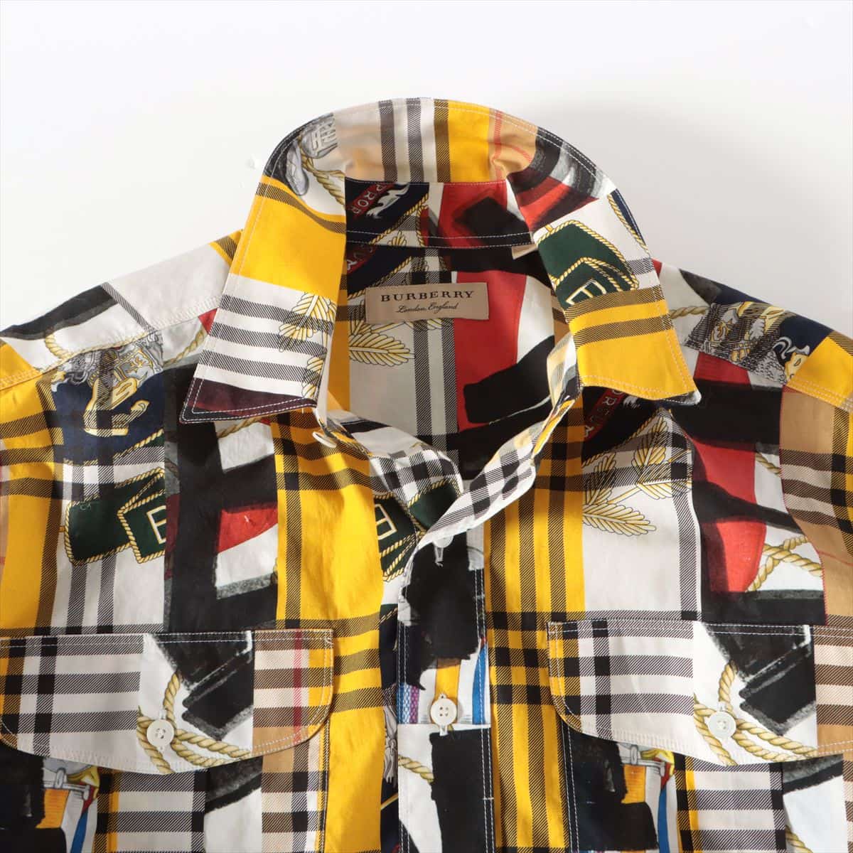 Burberry Cotton Shirt M Men's Multicolor  8001278 Chester mixed prints
