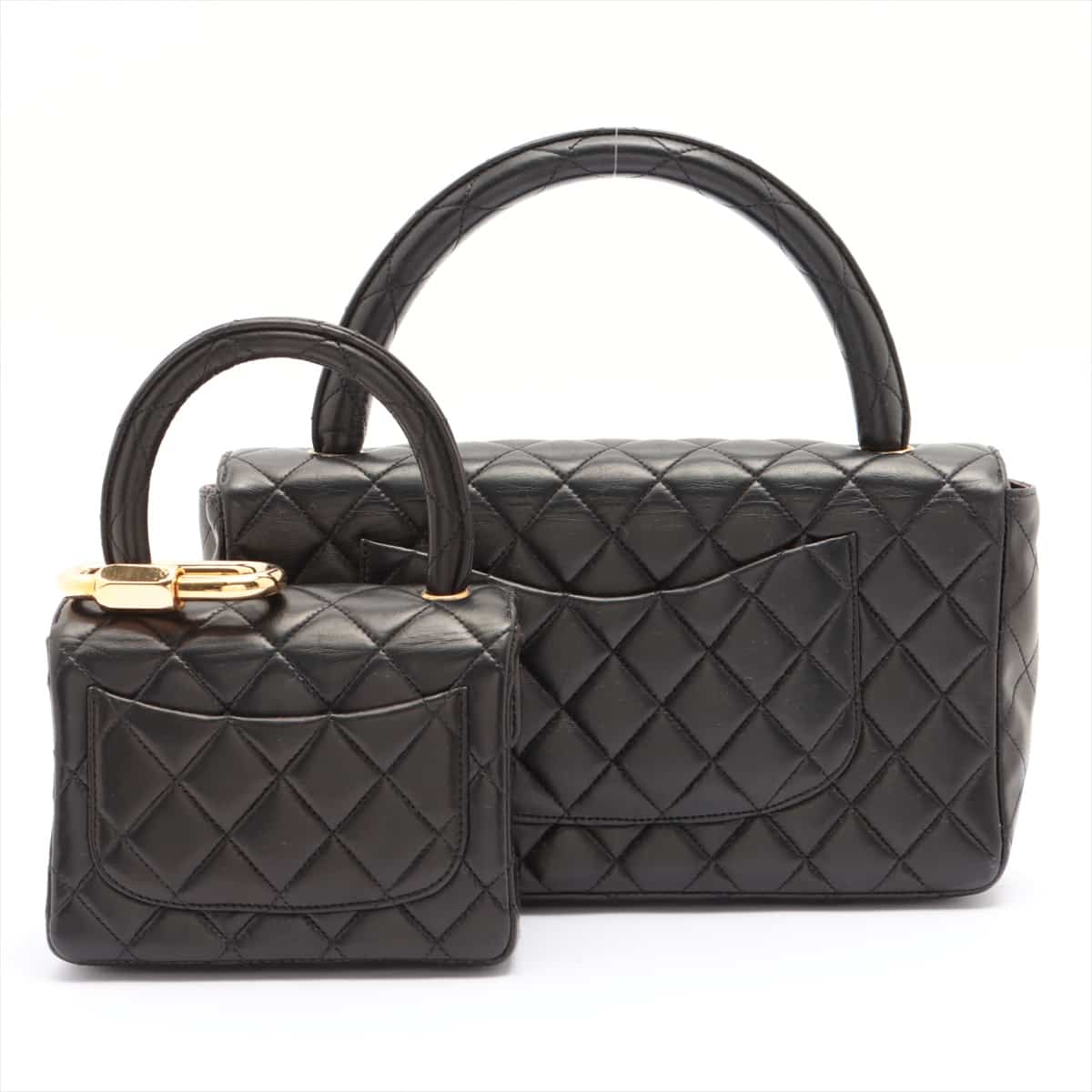 Chanel Matelasse Lambskin Hand bag Parent-child bag Black Gold Metal fittings 3XXXXXX