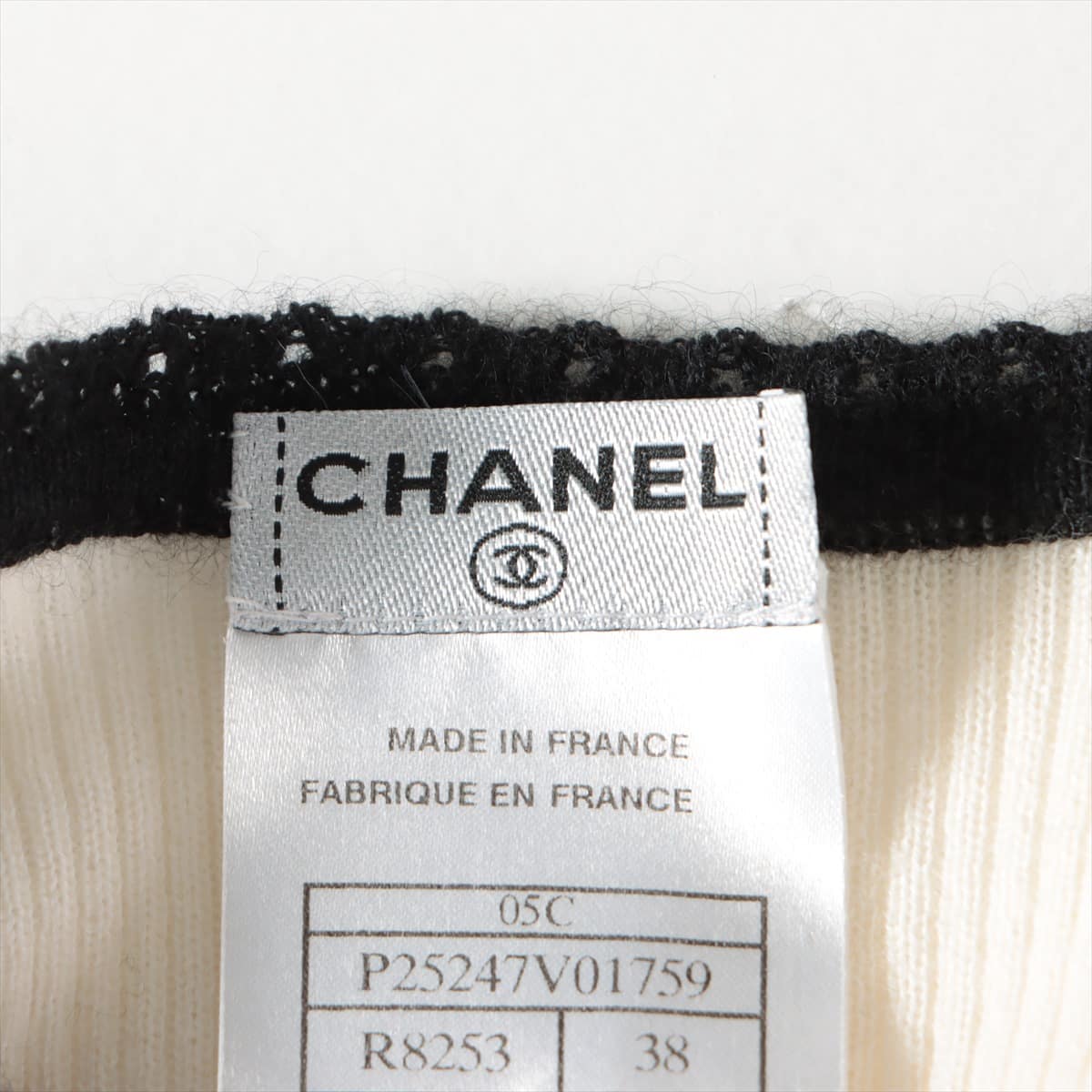 Chanel Coco Mark 05C Cotton x Cashmere Short Sleeve Knitwear 38 Ladies' White