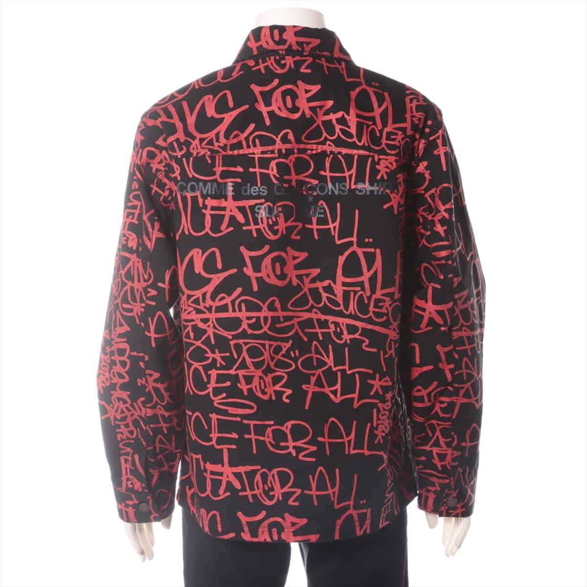 Supreme x Comme des Garcons Shirt 18AW Cotton Denim jacket M Men's Red x Black  Printed Canvas Chore Coat