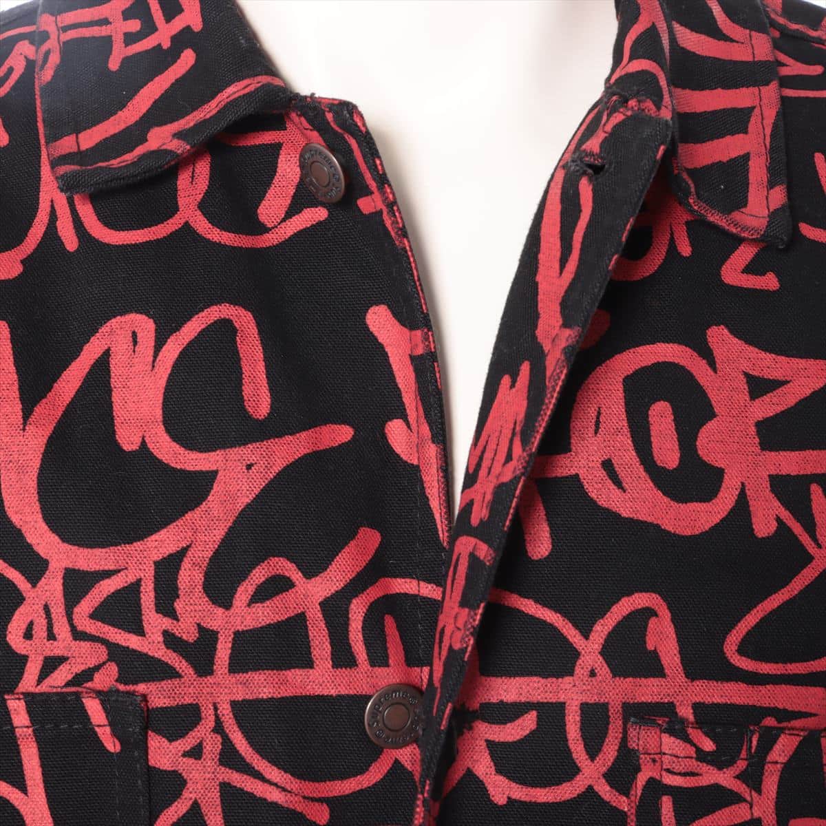 Supreme x Comme des Garcons Shirt 18AW Cotton Denim jacket M Men's Red x Black  Printed Canvas Chore Coat