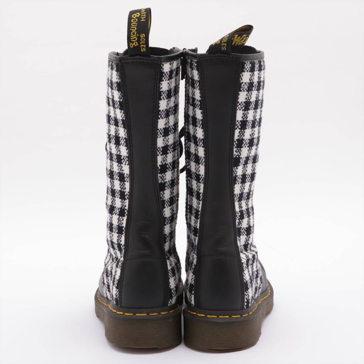 Dr. Martens Cotton & leather Long boots UK6 Ladies' Black × White 14 holes
