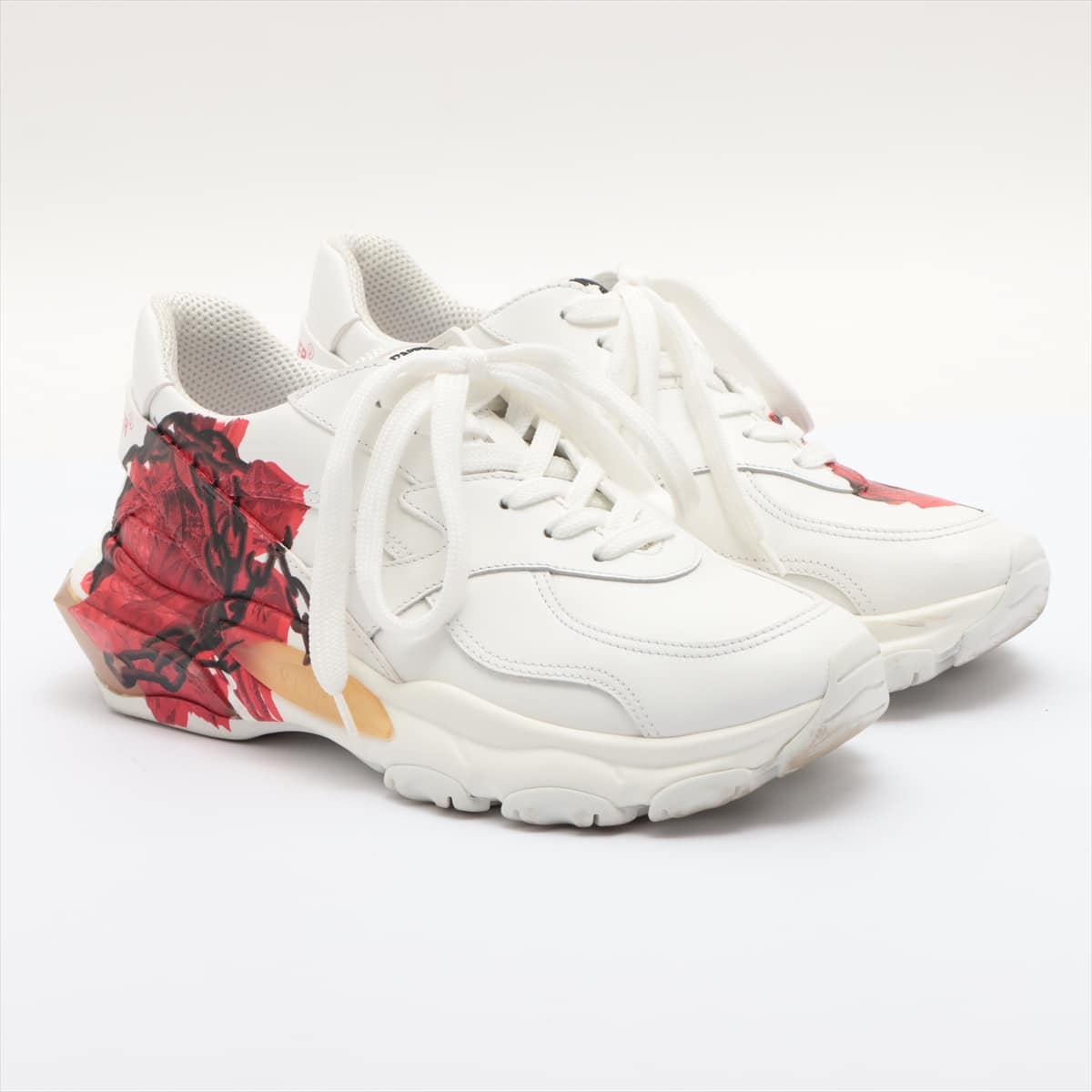 Valentino Garavani x Undercover Leather Sneakers 36 Ladies' White rose print