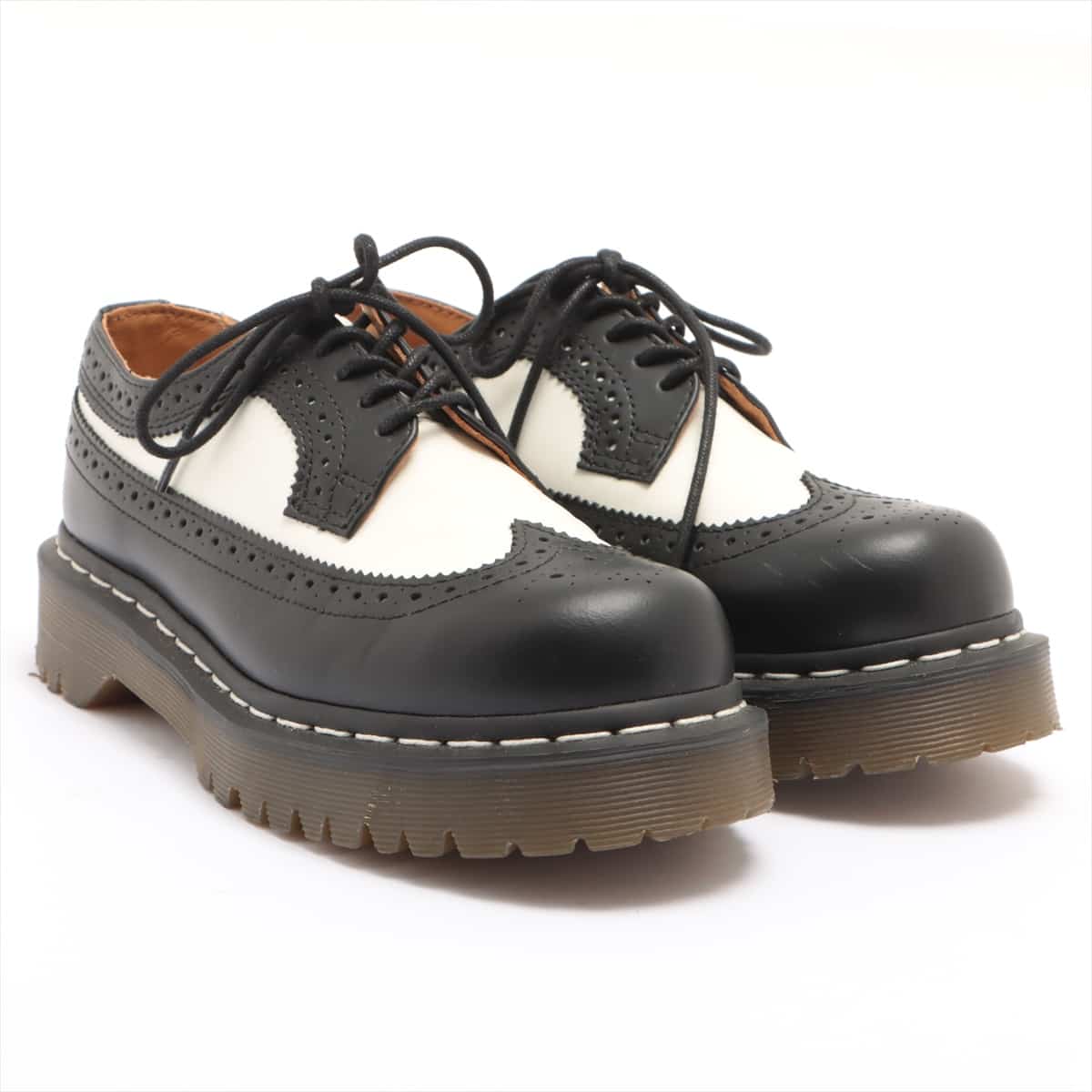 Dr. Martens Leather Leather shoes UK4 Ladies' Black × White WY004 5 holes wingtip