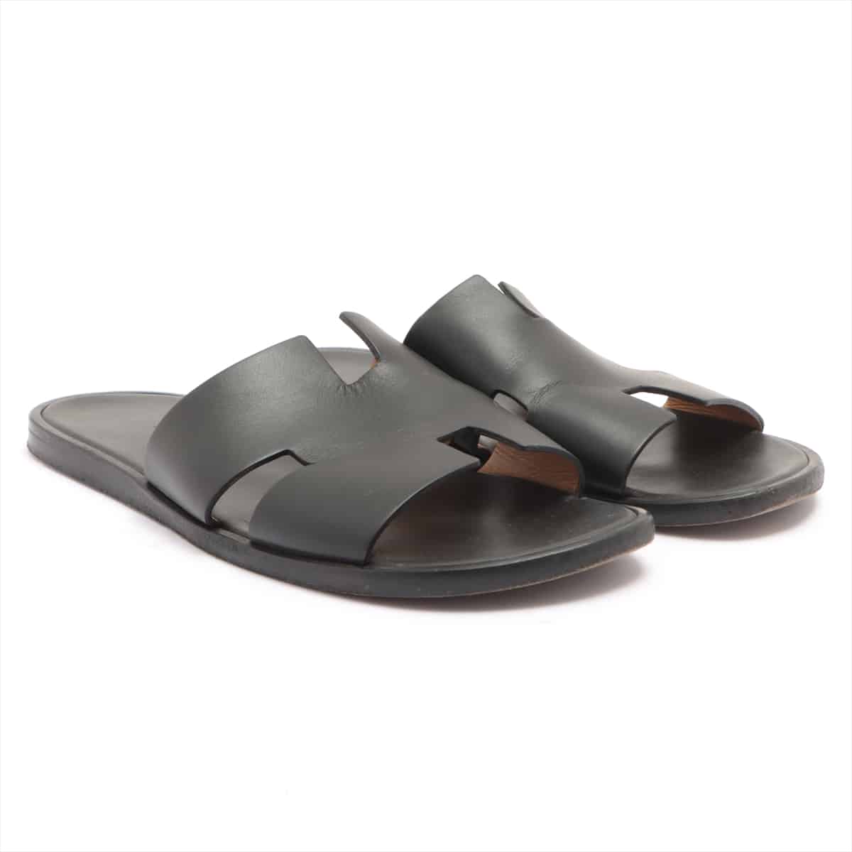 Hermès Izmir Leather Sandals 43 Men's Black