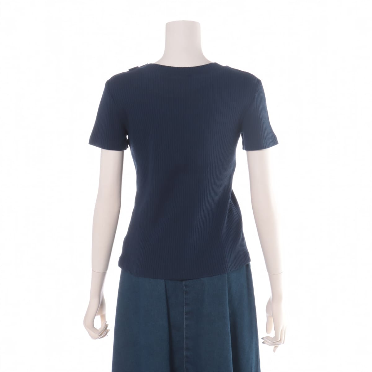 Chanel Coco Button P59 Rayon * Naylon T-shirt 34 Ladies' Navy blue  Anchor