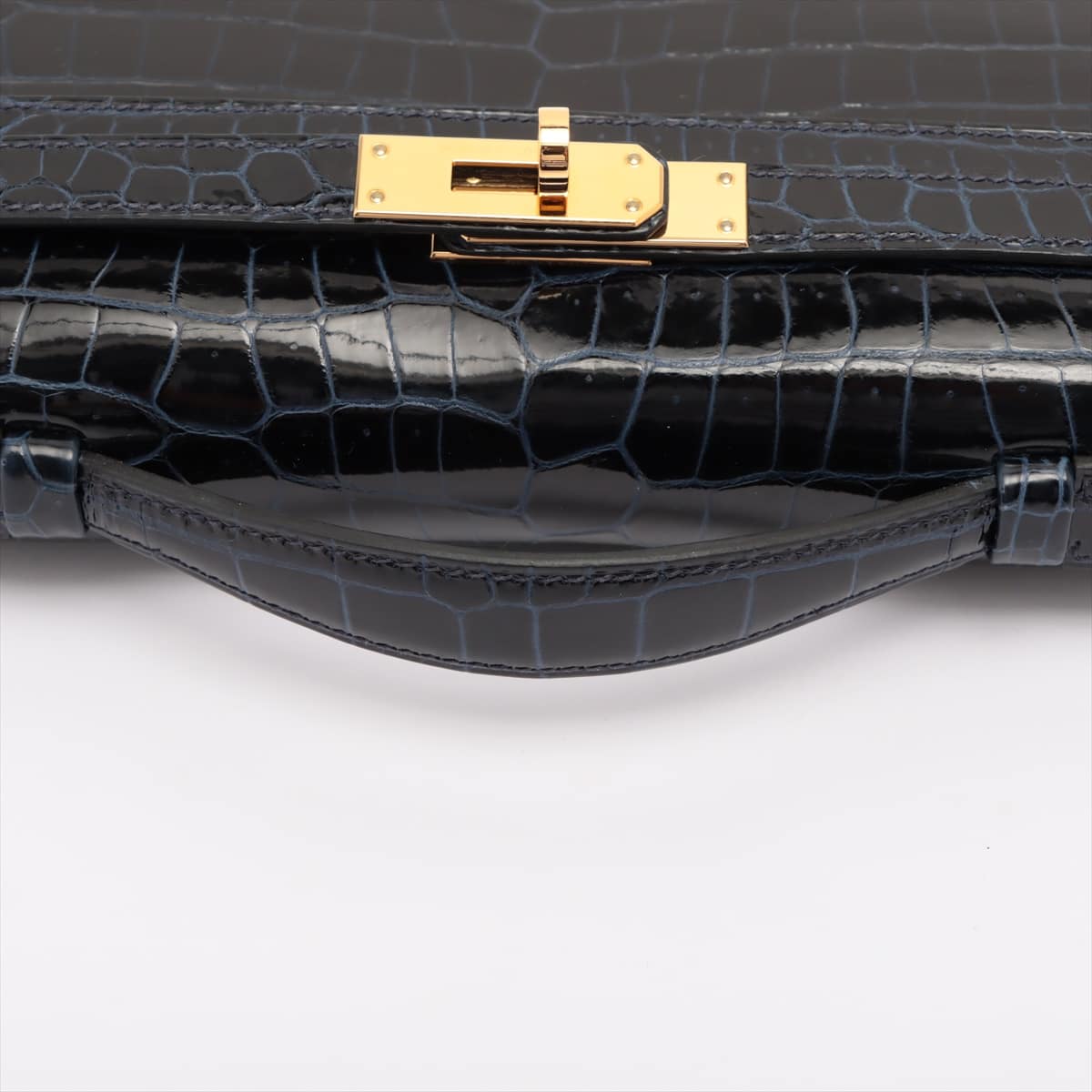 Hermès Kelly Cut Porosus Lisse Blue marine Gold Metal fittings C: 2018