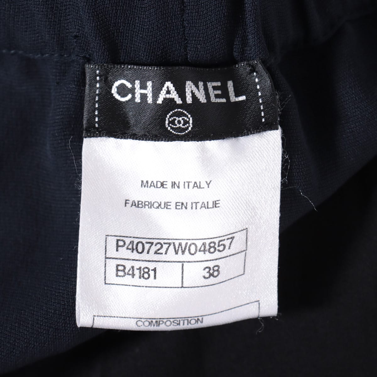 Chanel Coco Button P40 Linen Salopette 38 Ladies' Black x Navy