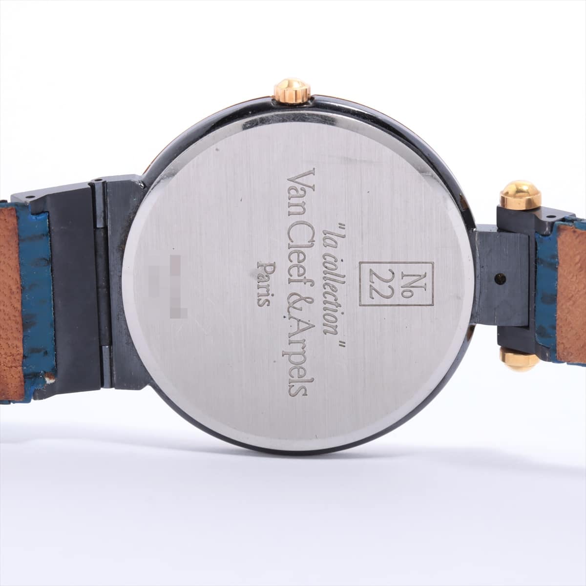 Van Cleef & Arpels La Collection 43106 GP & leather QZ Navy dial