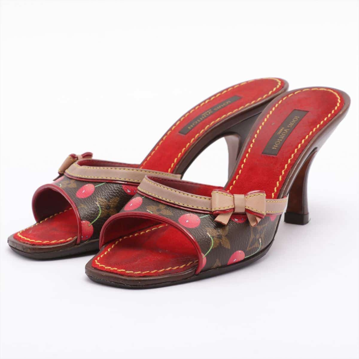 Louis Vuitton cherry Leather Sandals 34 Ladies' Brown