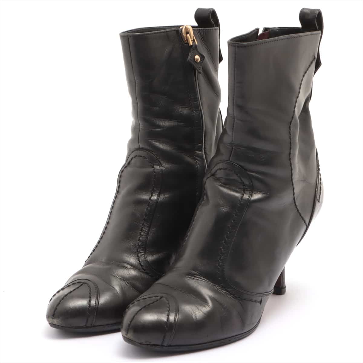 Louis Vuitton MA0045 Leather Short Boots 34 Ladies' Black