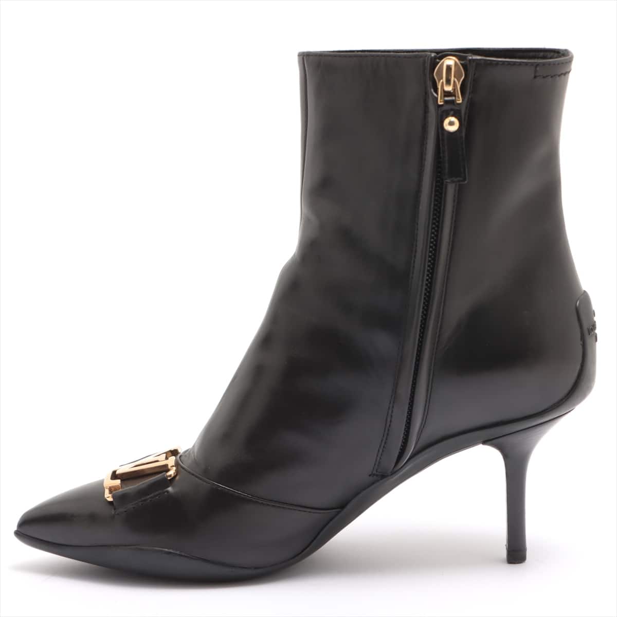Louis Vuitton MA0150 Leather Boots 35 Ladies' Black LV Logo