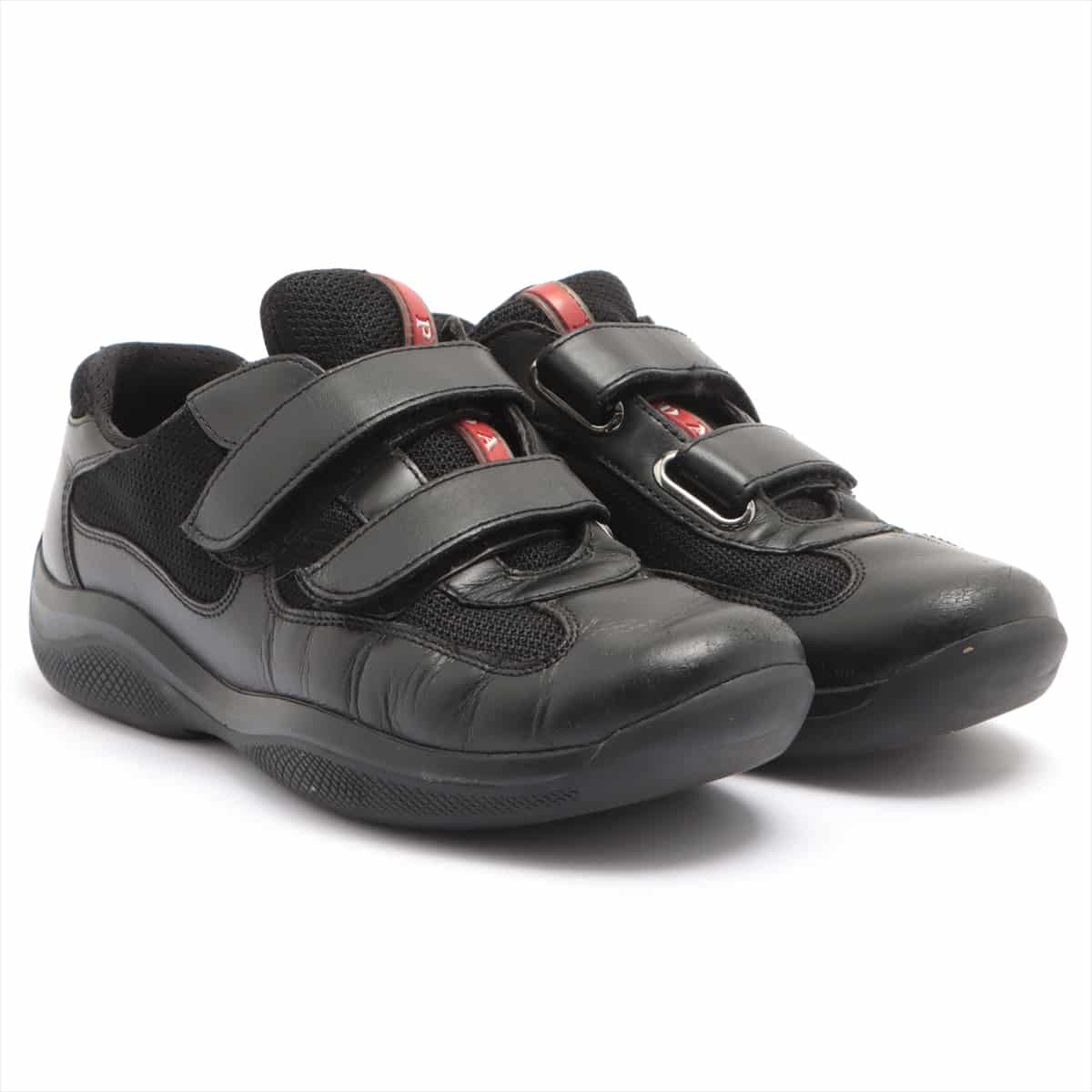Prada Sport Leather Sneakers 36 1/2 Ladies' Black Velcro