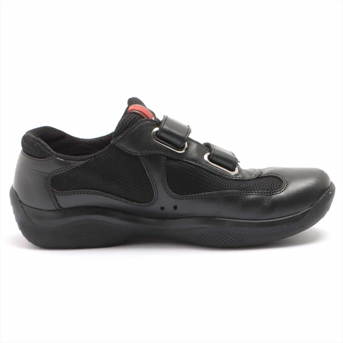 Prada Sport Leather Sneakers 36 1/2 Ladies' Black Velcro