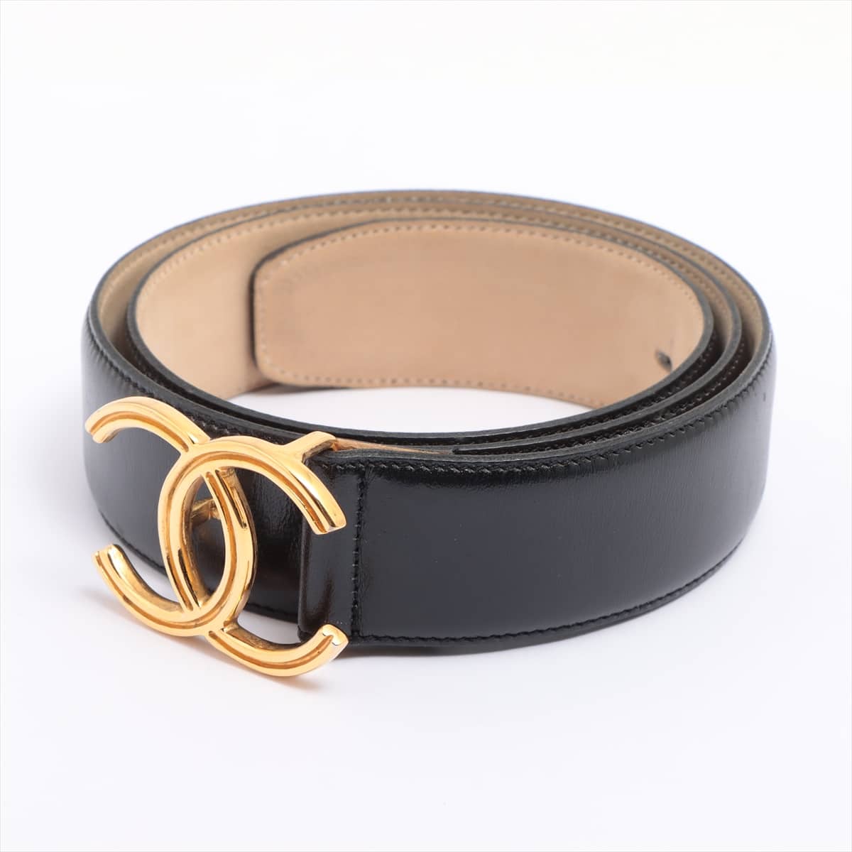 Chanel Coco Mark Belt 65/26 Leather Black