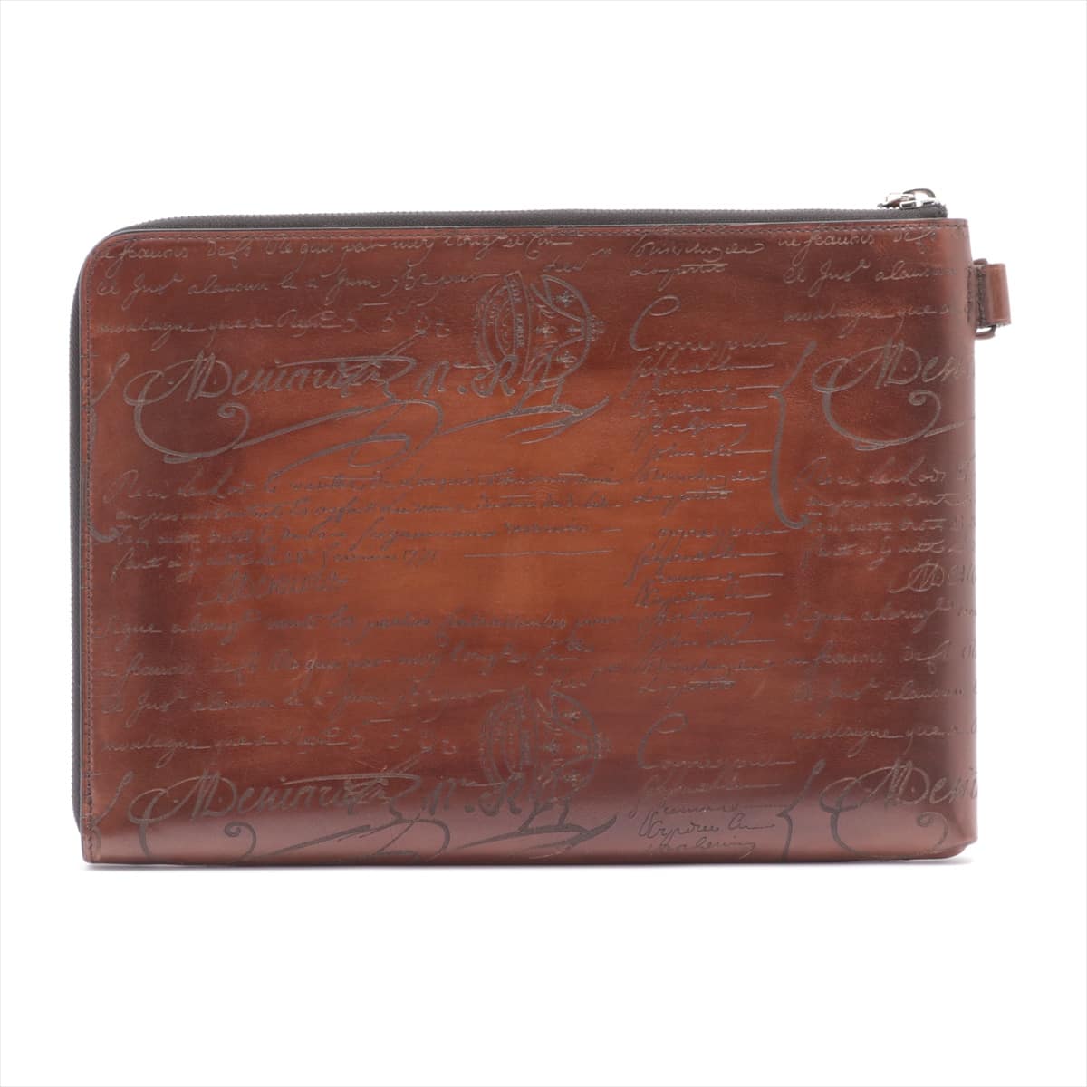 Berluti Calligraphy Leather Clutch bag Brown