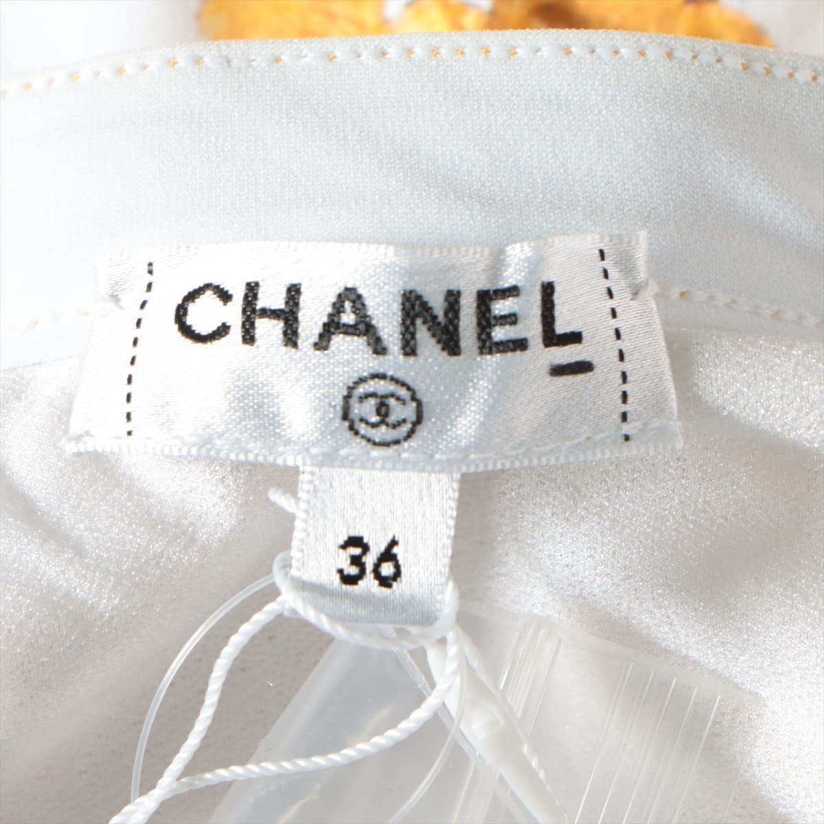 Chanel Nylon Swimwear 36 Ladies' White x orange
