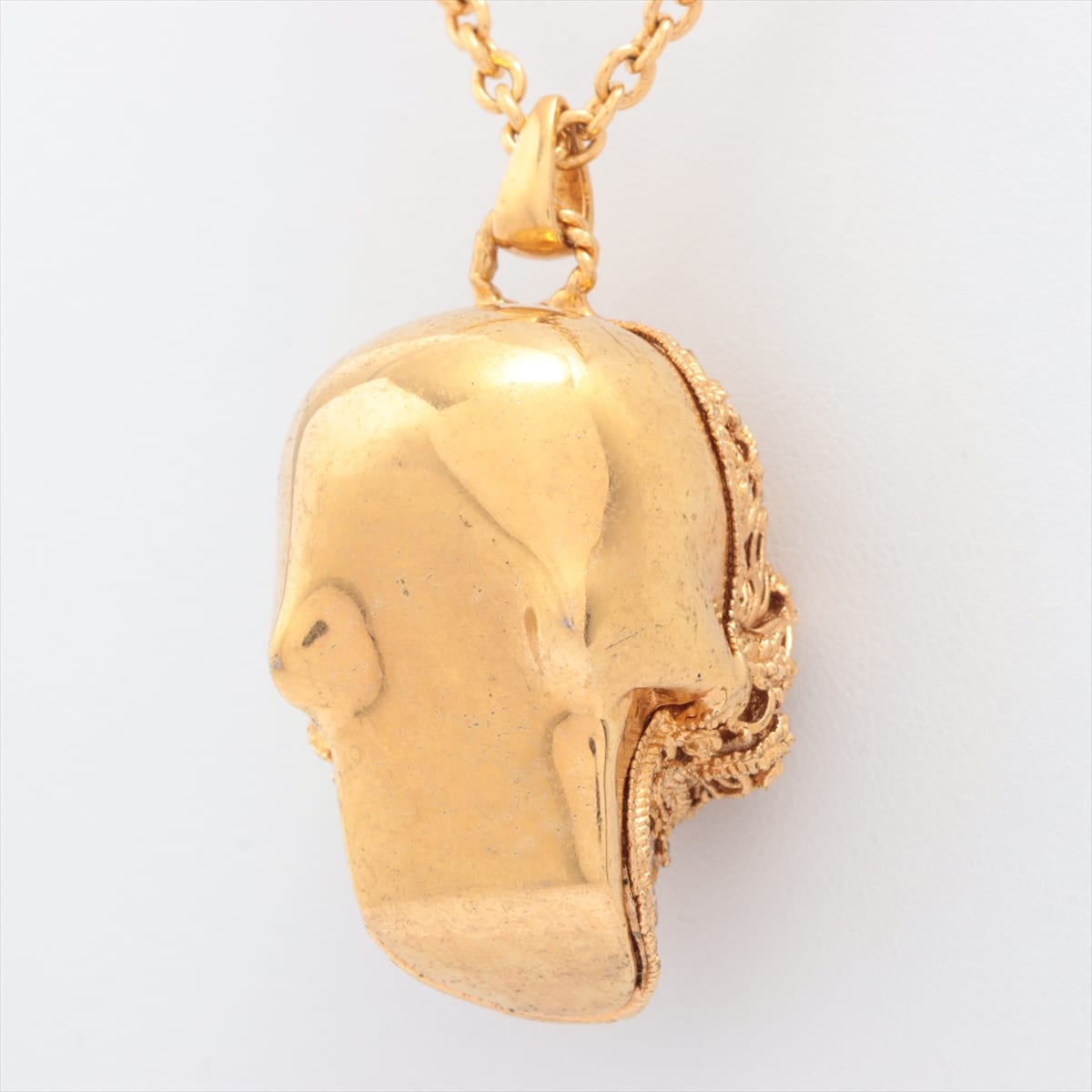 Alexander McQueen Skull Necklace GP Gold Color stone
