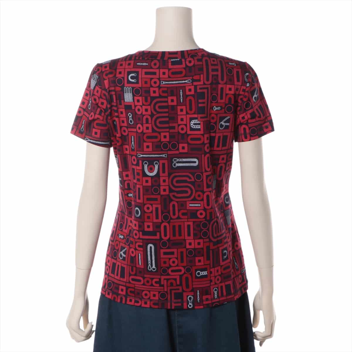 Hermès Cotton T-shirt 40 Ladies' Navy x red