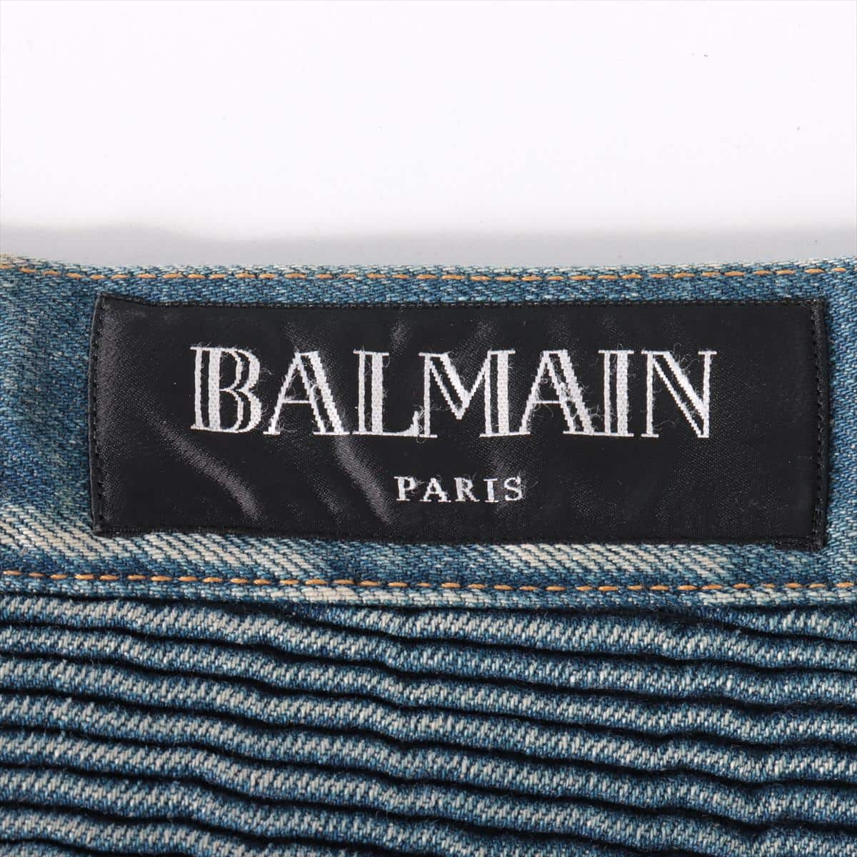 Balmain Cotton Denim pants 30 Men's Blue  Biker Damage processing