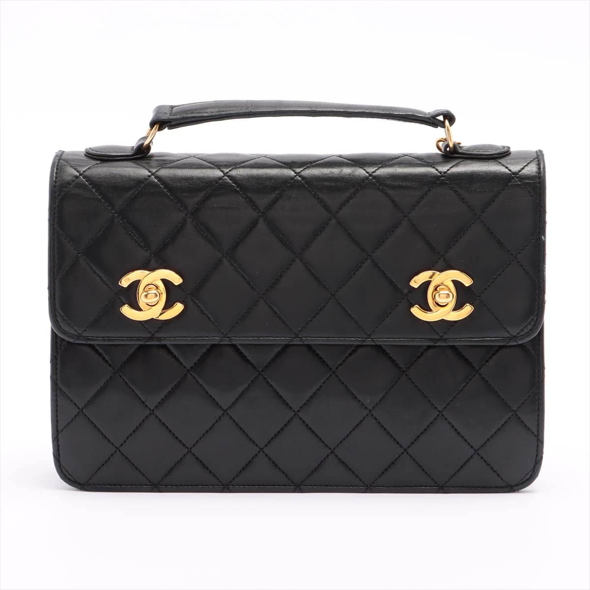 Chanel Matelasse Lambskin Chain shoulder bag Double coco Black Gold Metal fittings 1XXXXXX