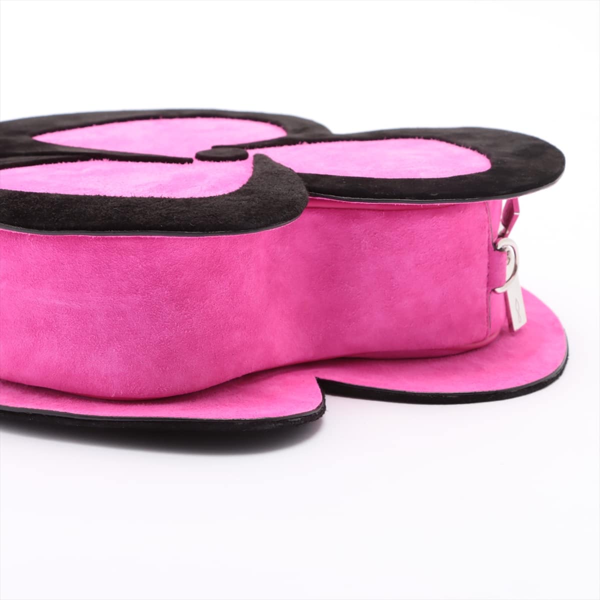 Christian Louboutin Suede Clutch bag Black x pink Pansy Strap shortage
