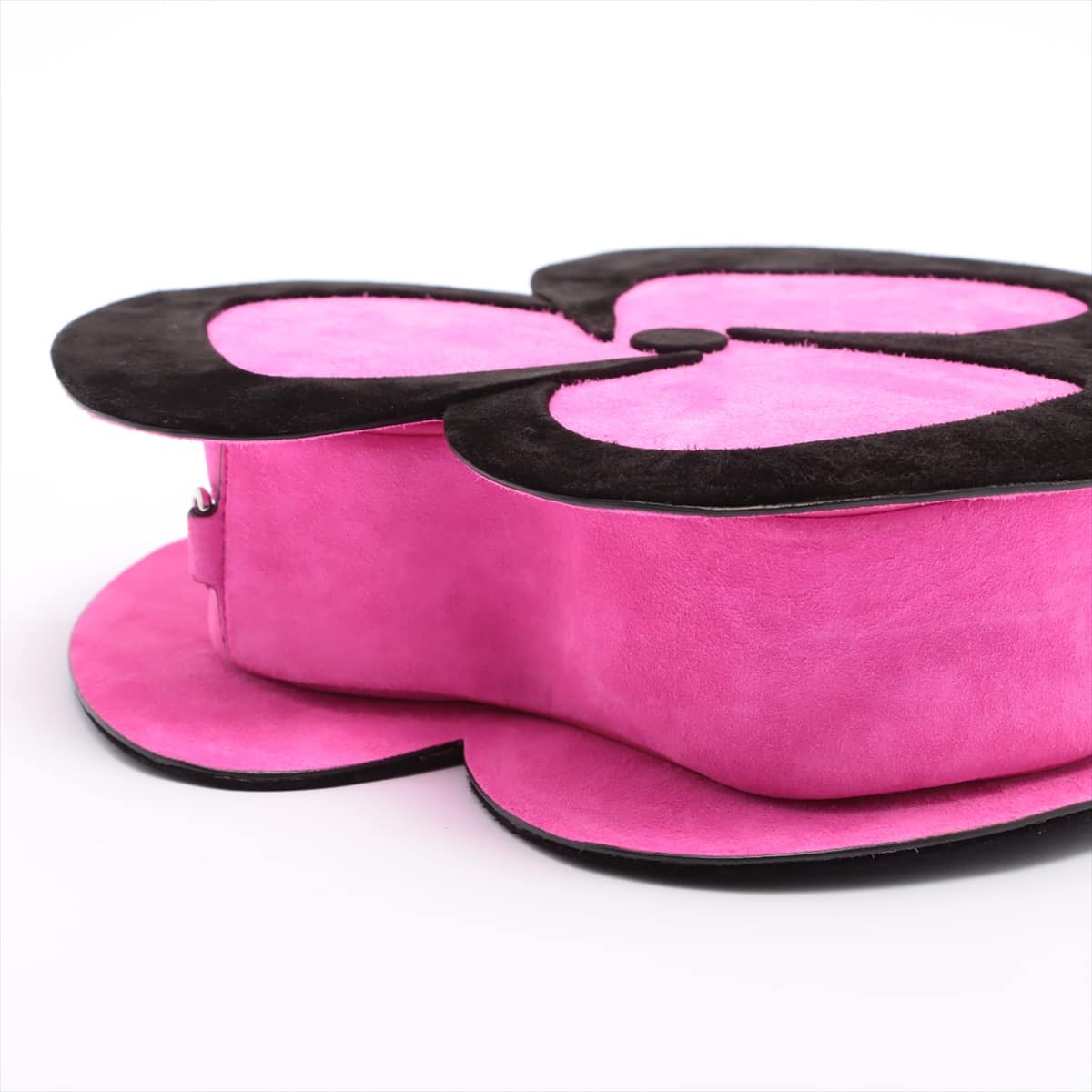 Christian Louboutin Suede Clutch bag Black x pink Pansy Strap shortage