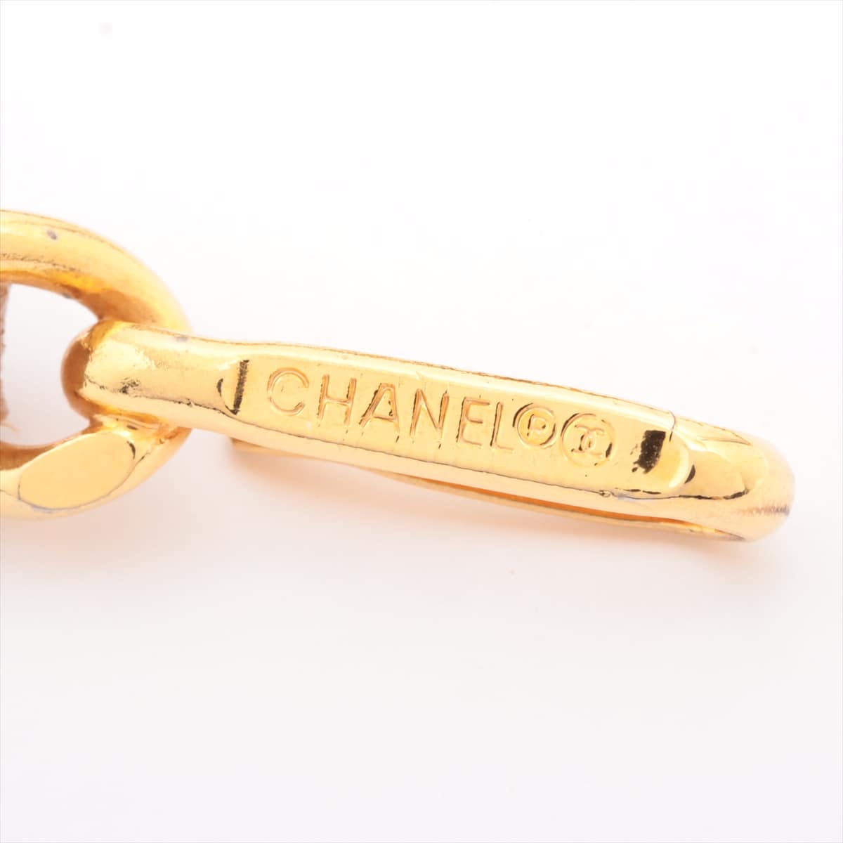 Chanel Coco Mark Chain belt GP & leather Brown