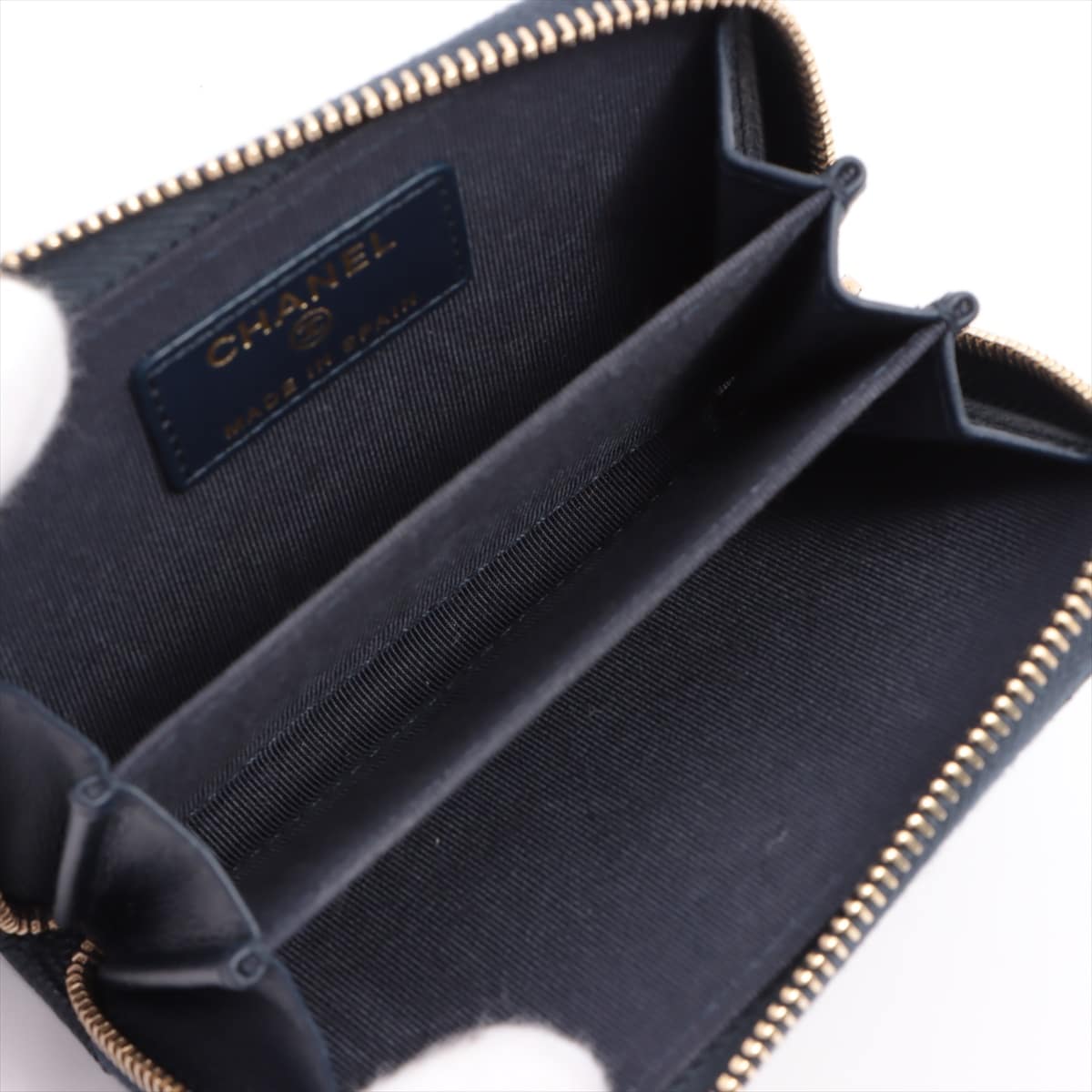 Chanel Matelasse Caviarskin Coin case Navy blue Gold Metal fittings 29th