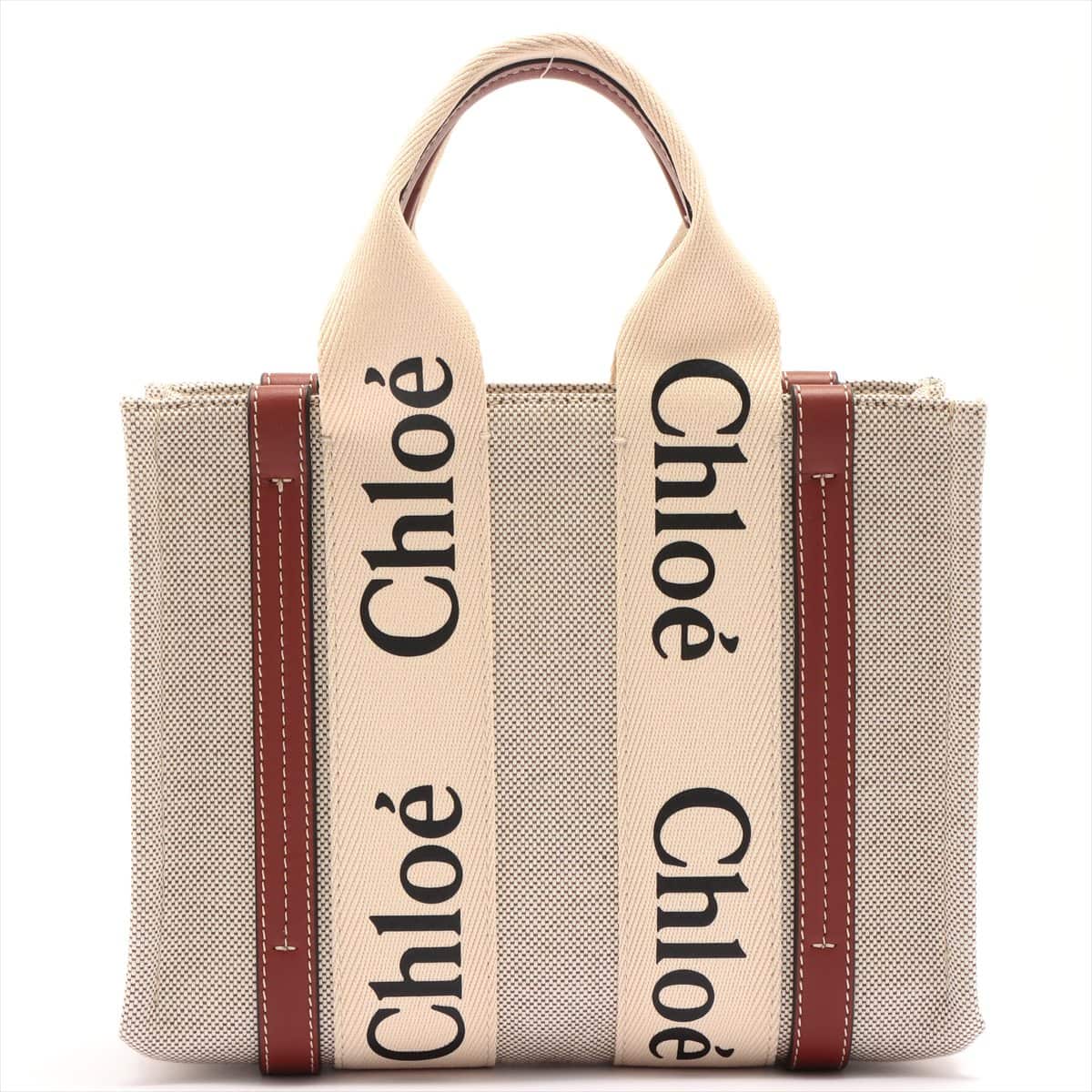 Chloe woody small Canvas & leather Tote bag Brown