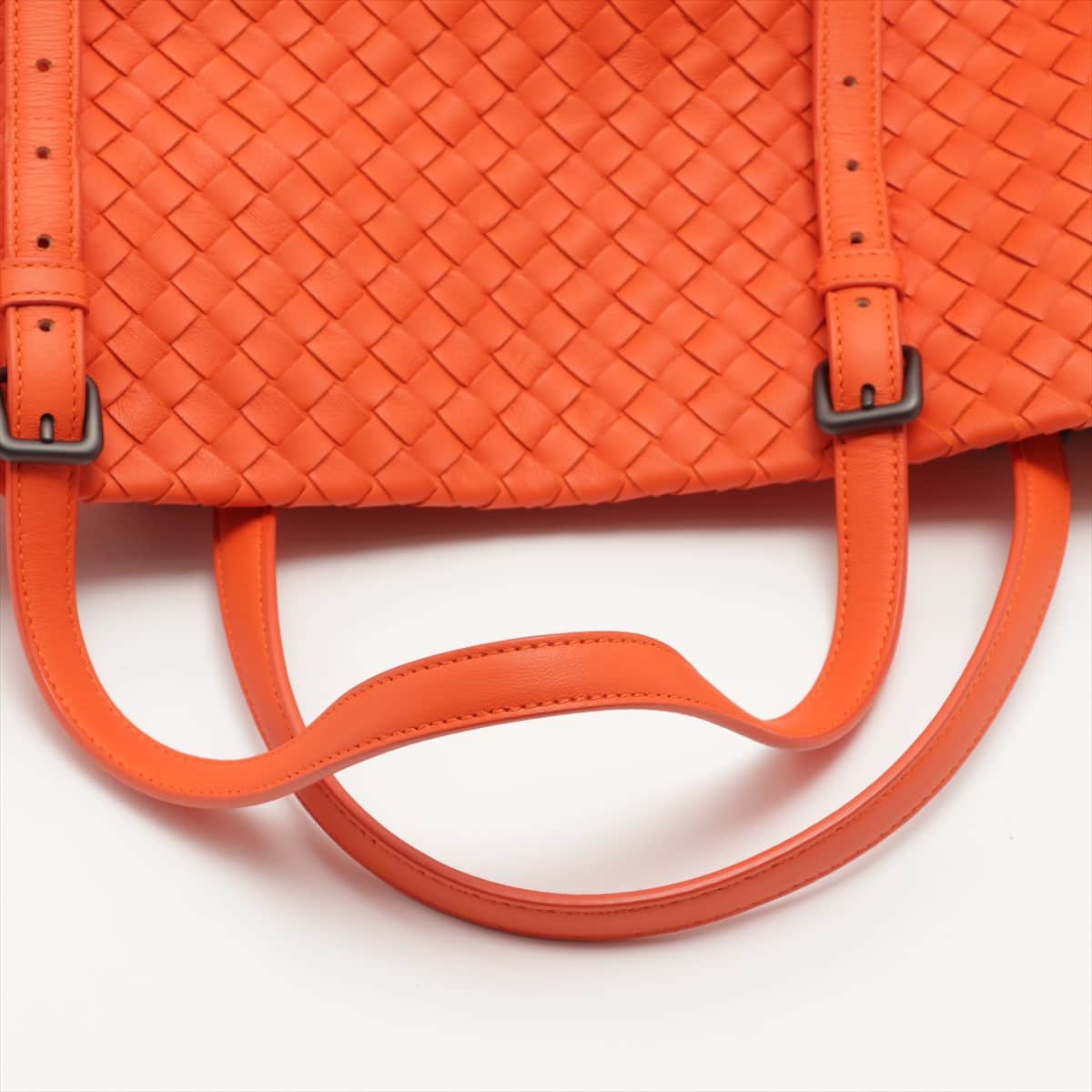 Bottega Veneta Intrecciato Cesta Leather Tote bag Orange With mirror