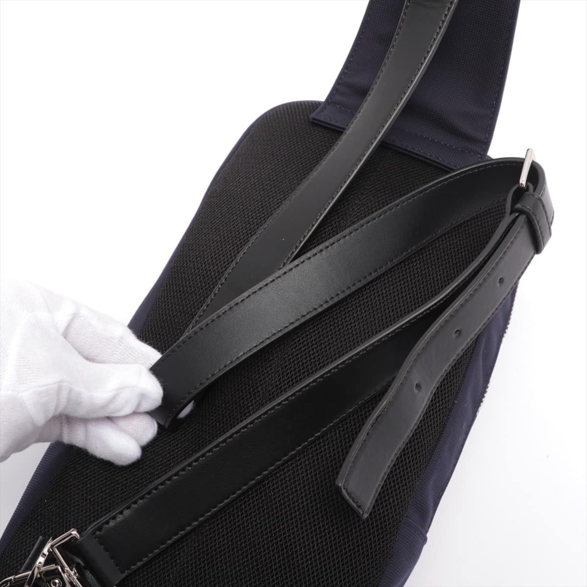 Paul Smith Nylon & leather Sling backpack Black x Navy