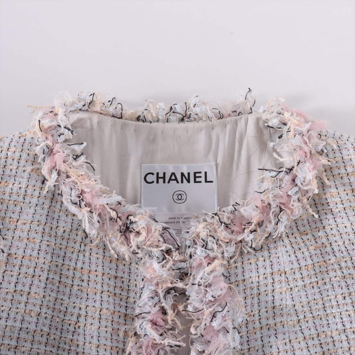 Chanel 04P Tweed Setup 36/38 Ladies' Grey  Pearl coco button belted