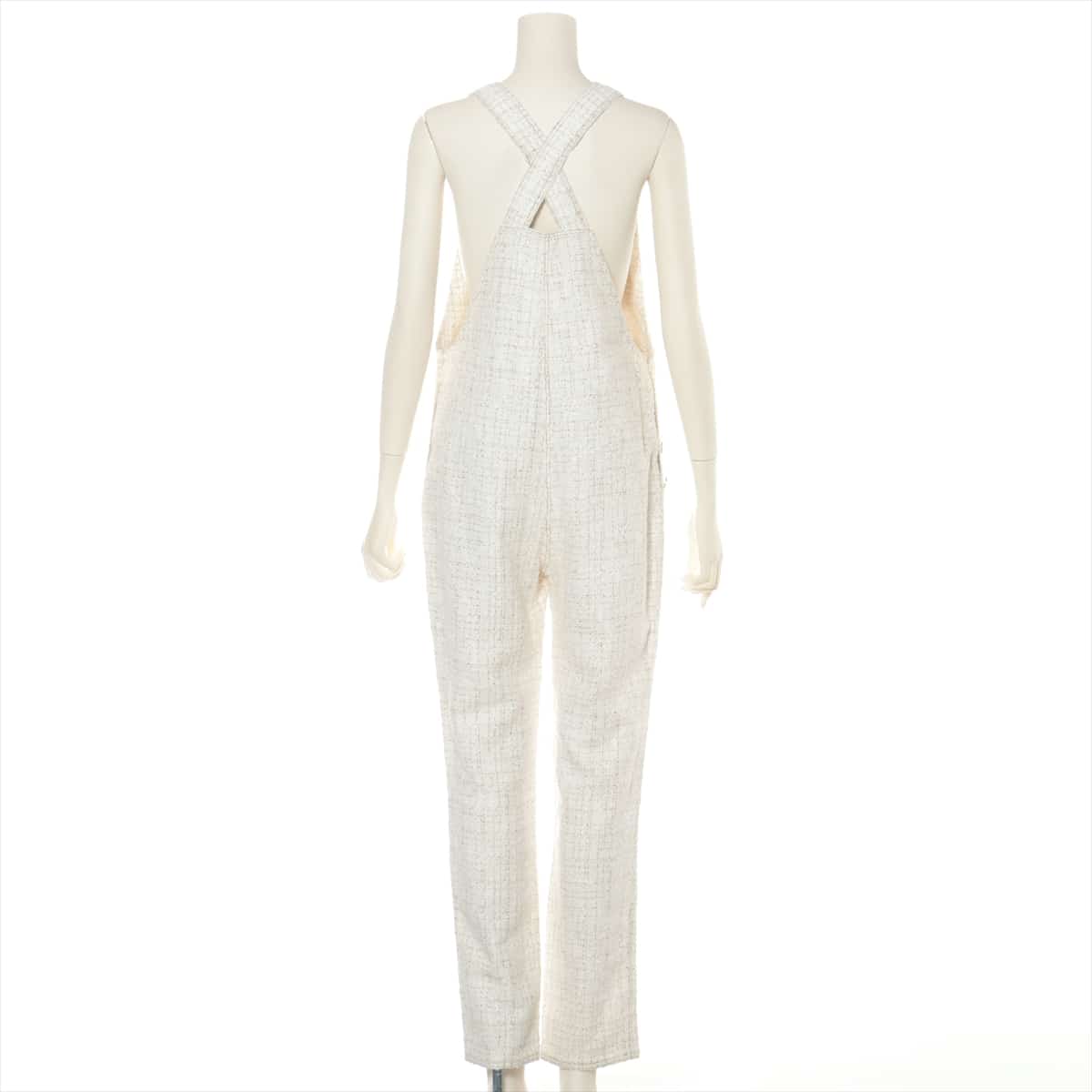 Chanel Coco Mark 01P Tweed Overall 40 Ladies' White