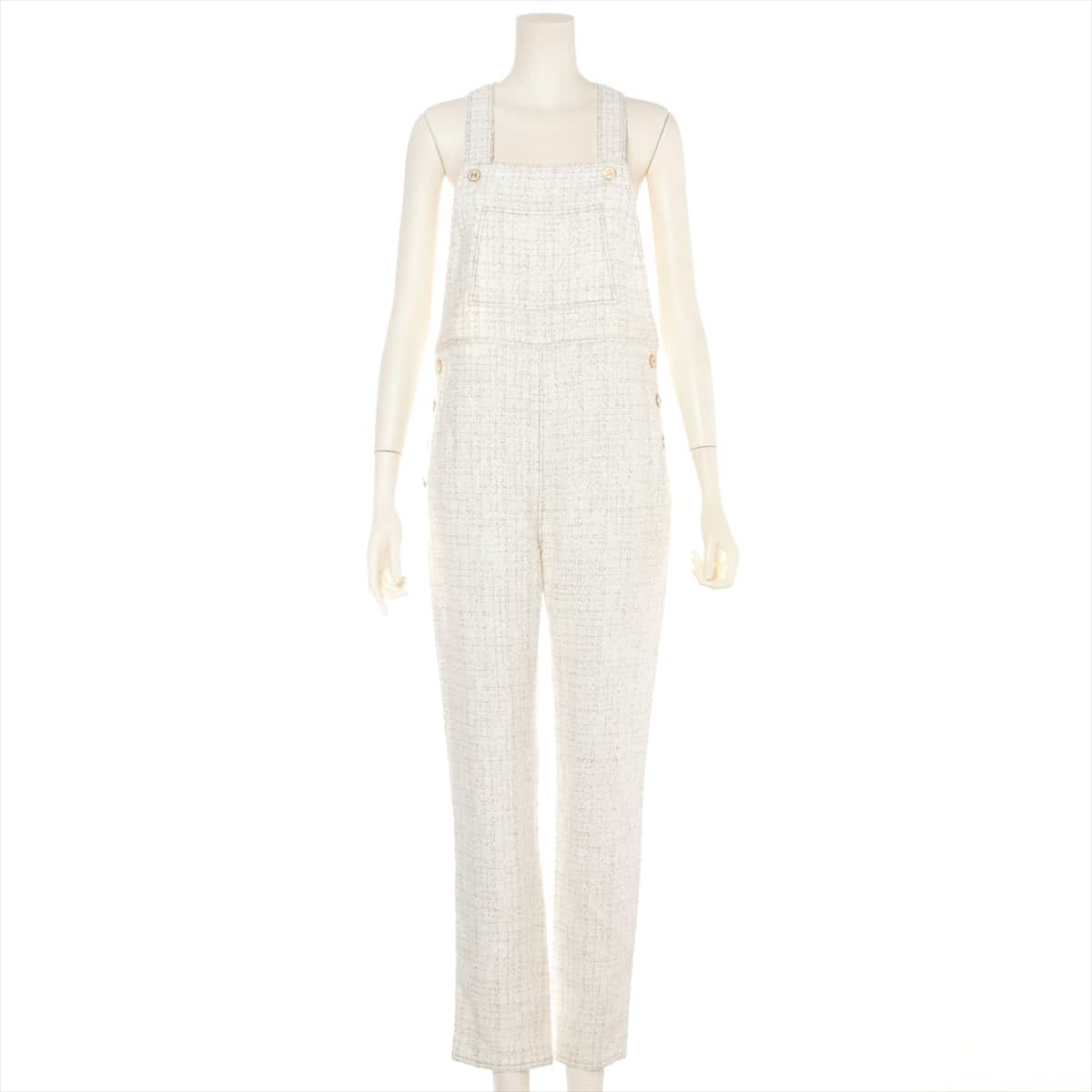 Chanel Coco Mark 01P Tweed Overall 40 Ladies' White