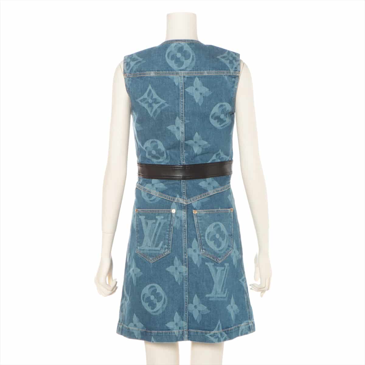 Louis Vuitton RW211W Cotton & polyurethane Sleeveless dress 34 Ladies' Blue