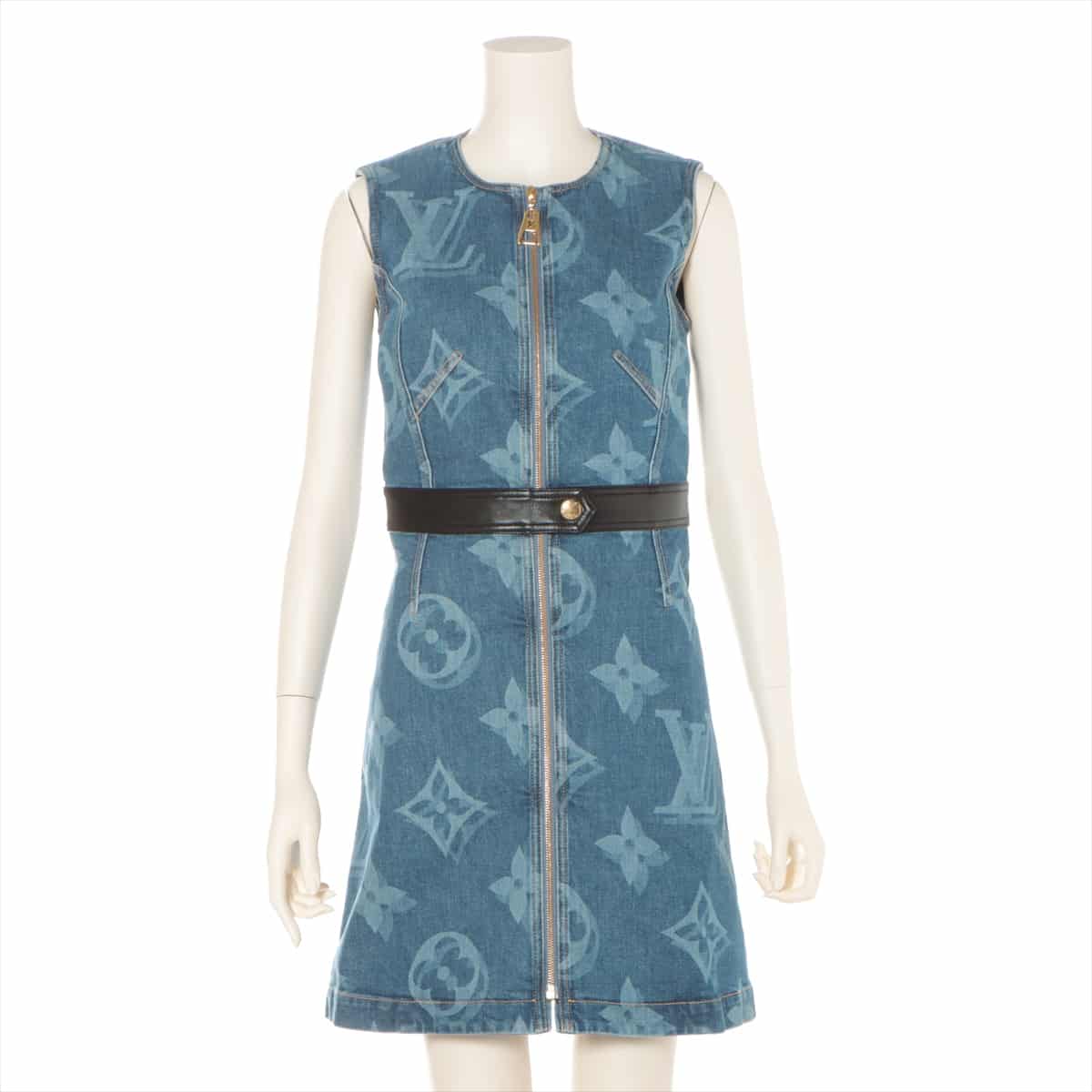 Louis Vuitton RW211W Cotton & polyurethane Sleeveless dress 34 Ladies' Blue