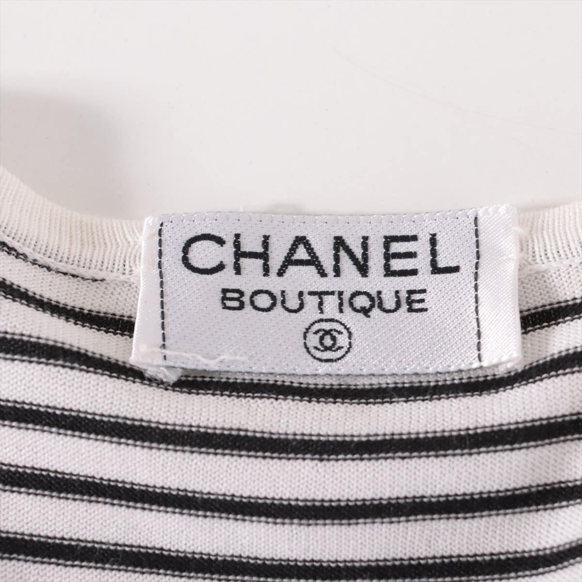 Chanel Coco Mark Cotton T-shirt 40 Ladies' Black × White  borders