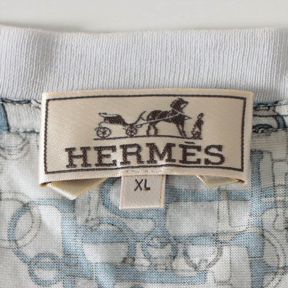 Hermès Cotton T-shirt XL Men's White  Horse Bits