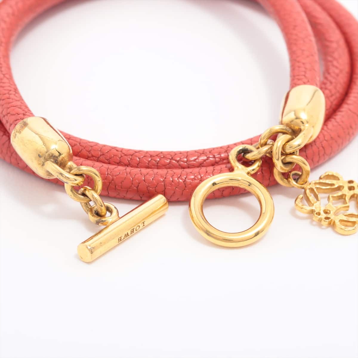 Loewe Anagram Bracelet GP & leather Red x gold